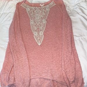 Pink Lace Knitted Sweater